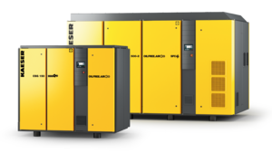 Compresores de tornillos secos con enfriamiento por agua.