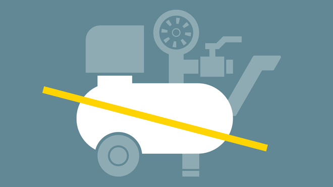 El i.Comp 3 no necesita tanque de aire comprimido.